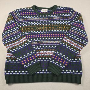 Roody Originals Men's XL Green Purple White ‘Nextiva’ Holiday Pullover Sweater
